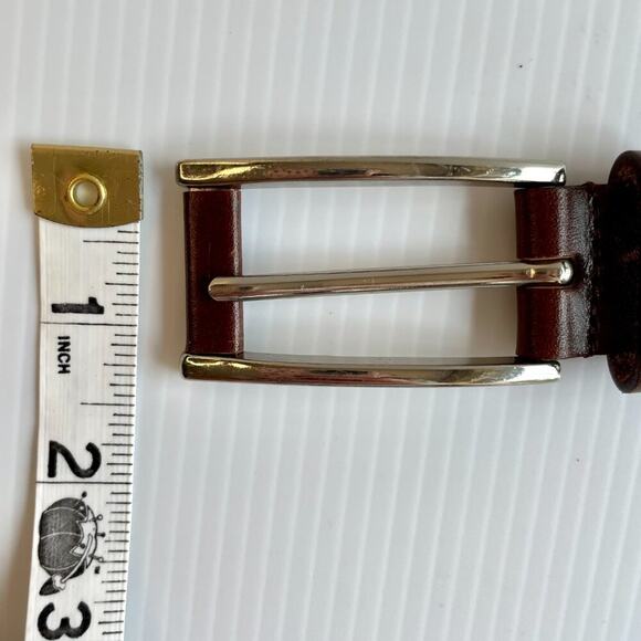 Leather Woven Elastic Belt Unisex S Silver Buckle Preppy Collegiate Classic - Picture 10 of 10